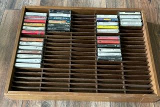 Napa Valley Vintage Wooden 100 Cassette Tape Holder Rack Wall Mount 24 " X 18 "