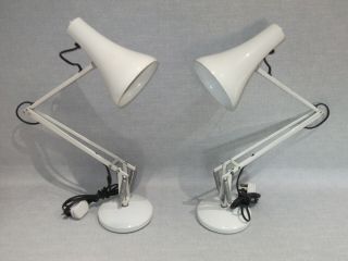 2 X Vintage Herbert Terry Anglepoise Model 90 White Desk Lamp