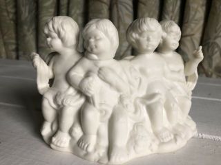 Cherub Angel Vintage Ceramic Bisque Planter White Euc