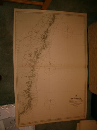 Vintage Admiralty Chart 1211 Australia - Gabo Island To Port Jackson 1888 Edn