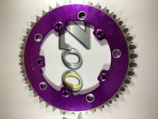 Vintage Purple Gt Wings Pro Old School Bmx Chain Ring Sprocket 43t With Gt Bolts