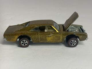 Vintage Hot Wheels Redline 1968,  Gold Custom Dodge Charger