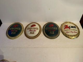 4 Vintage Carlings Red Cap Ale Acme Beer Bar Display N.  O.  S.  Bastian Bros N.  Y.