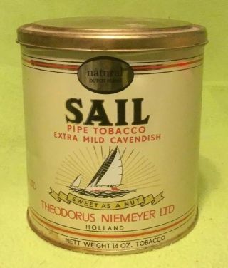 Vintage Pipe Tobacco Tin Sails Product Of Holland 14 Ounce