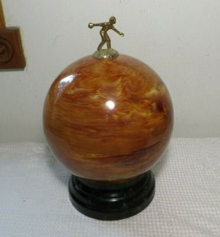Vintage Mid - Century Modern Bowling Ball Decanter Set Pump With 6 Shotglasses