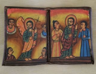 Antique Ethiopian Orthodox Coptic Christian Hand Crafted/painted Icon Altar