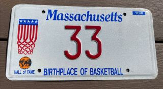 Vintage Massachusetts 33 License Plate Boston Celtics Larry Bird Basketball Hof
