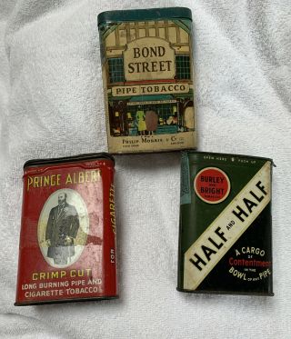 Vintage Tobacco Tins Prince Albert,  Burley Bright Half And Half,  Bond Street