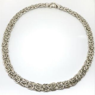 Vintage Milor 925 Sterling Silver Chunky Byzantine Chain Toggle Necklace 18.  25 "