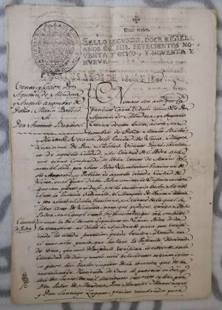 Spain Peru Colonial Notarial Power Manuscript 1800 Marquess Hacienda De Omo