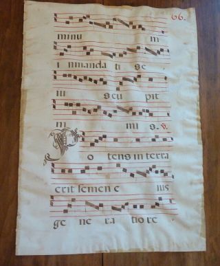 16 Century Gregorian Chant Music Parchment Page Psalm 112 Music 14 X 19 1/2 "