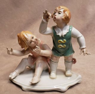 Antique German Karl Ens Volkstedt Children Figurine As Found