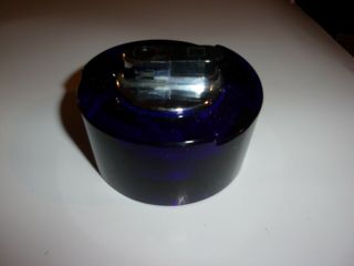 Cobalt Blue Glass And Chrome Table Lighter