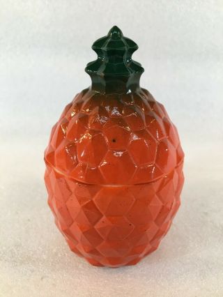 Vintage Hazel Atlas Milk Glass Orange Pineapple Jam/jelly Jar W/lid Rare