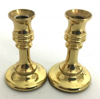 Copper Craft Brass Candlesticks Candle Holders Set Of 2 Small 3”