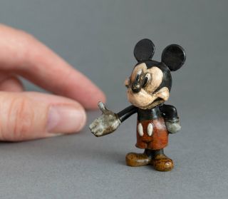 Vintage Cold Painted Bronze Miniature Mickey Mouse Figure/sculpture Signed