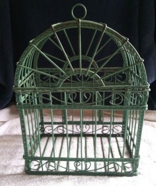 Vintage Wire Bird Cage Decorative Purposes Seagreen Color