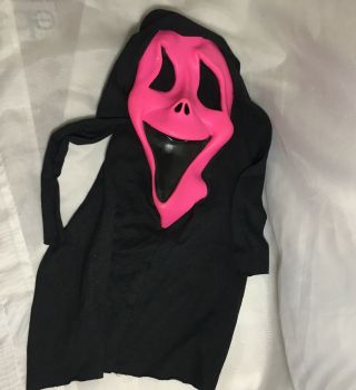 Vintage Scream Ghostface Halloween Mask Fun World Div Pink Cloth Back