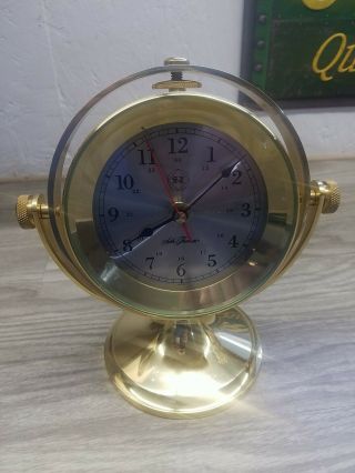 Schooner Seth Thomas Model No.  1044 Brass Swivel Desk Clock 7 3/4 "