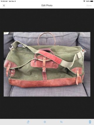 Orvis Vintage Battenkill Leather Hunting Travel Canvas Duffle Bag Large,  Strap