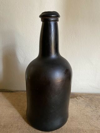 Old Antique Dark Green Black Rum Spirits Bottle Pontil Bottom Blown Aafa 19th C