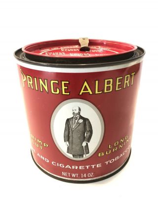 Vintage Red Circular Prince Albert Pipe And Cigarette Rj Reynolds Tobacco Tin