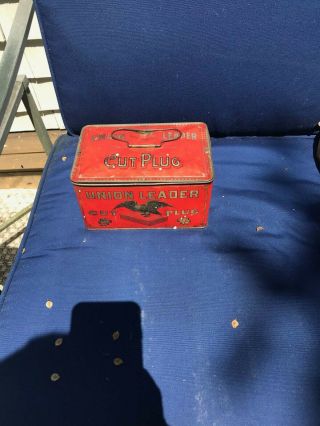 Antique Union Leader Cut Plug Smoke & Chew Tobacco Tin Lunch Box