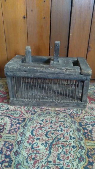 Antique Early Primitive Handmade Wood Metal Animal Trap Cabin Style 13.  75 " Sweet