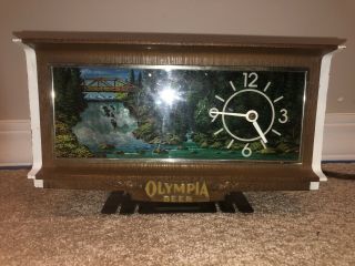 Vintage Olympia Beer Waterfall Motion Light Register Advertising Sign Clock