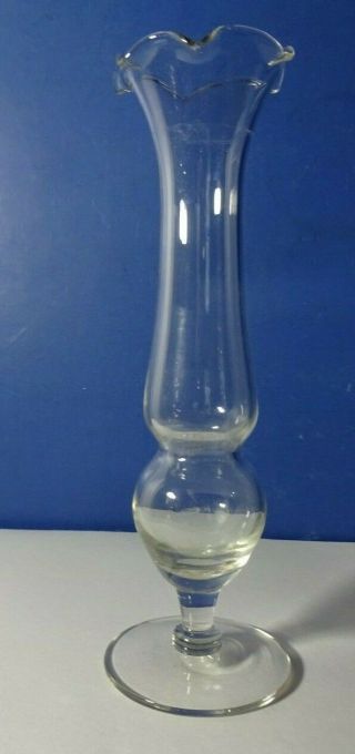 Clear Glass Bud Vase Fluted and Footed 6 1/2 