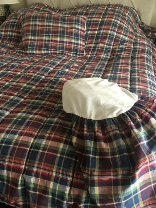 Ralph Lauren Full Queen Comforter Red Blue Plaid Bed Skirt Pillow Sham 2