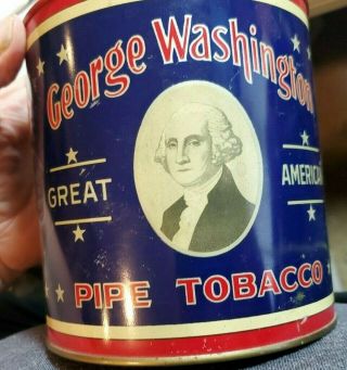 Vintage George Washington Great American Pipe Tobacco Advertising Tin Usa Tax