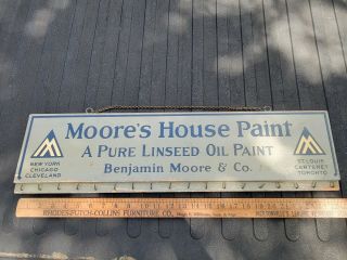 Vintage Wood Benjamin Moore Co House Paint Oil Sign Store Display Stain