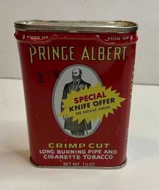 Vintage Prince Albert Pipe And Cigarette Tobacco Tin Crimp Cut