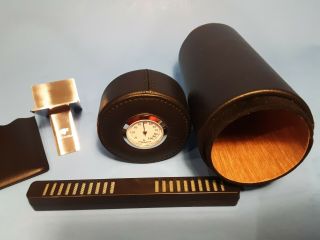 Cedar Wood Lined Portable Travel Cigar Humidor Case Pu Leather & Cohiba Stand