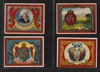 (4) Helmar " Seals Of The Us & Coats Of Arms " Tobacco Cars (t107)