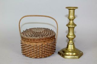 A Rare Miniature 19th C Northeast Micmac Indian Covered Basket Surface