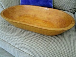 Early Primitive Carved Wooden Dough Bowl Wood Trencher Tray Great Decor 19x12 "