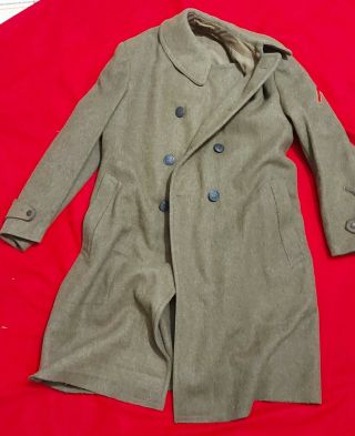 Ww2 Us Army Usmc Wool Overcoat Vtg Od Trench Coat Size Unknown Private