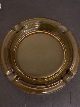 Vintage Viking Glass Amber Round Ashtray 8”