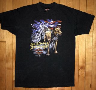 Vtg 1988 3d Emblem Harley Davidson Vtg Tshirt Large Pitbull Dog Strong Survive