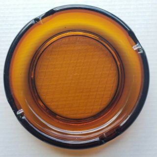 Vintage 18 " Heavy Amber Glass 4 Slot Cigar Cigarette Pipe Waffle Bottom Ashtray