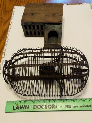 2 Primitive Vintage Antique Mouse Traps,  Live Release,  Wire & Wood