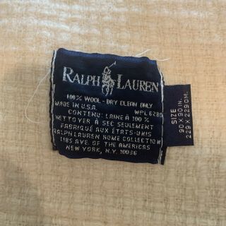 Ralph Lauren Cream Wool Blanket 90 X 90 Queen Size.  Made In The Usa