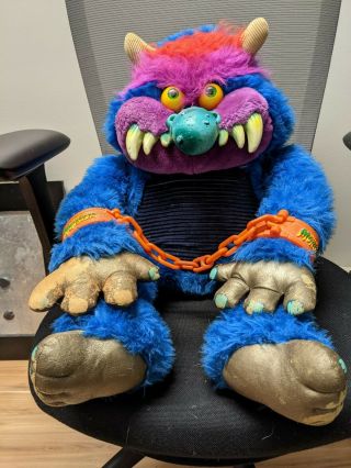 Vintage 1986 My Pet Monster Large 24 " Toy With Cuffs Amtoy 80s Stuffed Animal