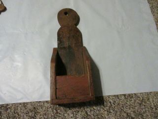 19th Century Hanging Candle Wall Box Red Paint Square Nail