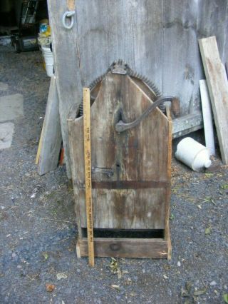 Antique Corn Sheller,  Wooden Frame,  Cast Iron Mechanism Inside Pickup In Ct