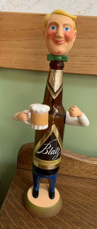Vintage Blatz Beer Bottle Man Back Bar Figure Statue