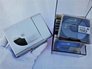 Vintage Sony Mz - R37 Minidisc Recorder Player Md Walkman With 10 Blank Md Tdk.