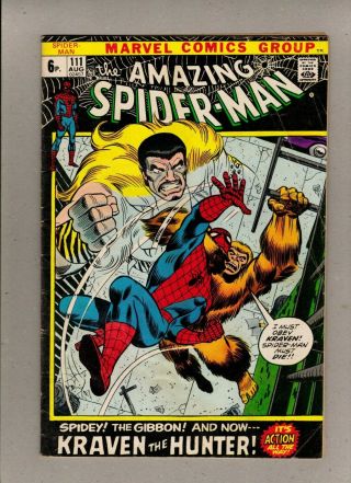 Spider - Man 111_august 1972_fine,  _the Gibbon_kraven The Hunter_uk